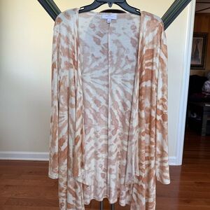 New Directions Animal Print Open Front Waterfall Asymmetrical Hem Cardigan Sz L